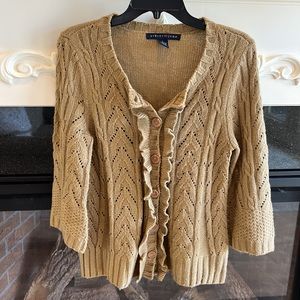 Cardigan sweater tan Ashley Judd S Womens Button Up Cable Knit